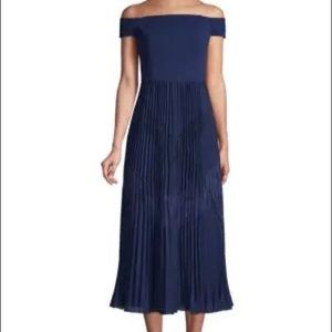 Aiden Mattox Off-the-shoulder Pleated Midi Dress